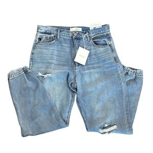 KanCan Jogger Jeans Women's 9/28 Blue High Rise Distress Holes New‎
